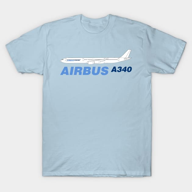 Airbus A340 Line Drawing T-Shirt by SteveHClark